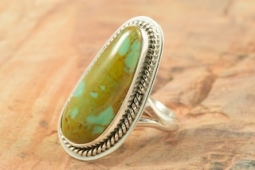 Genuine Manassa Turquoise Sterling Silver Navajo Ring