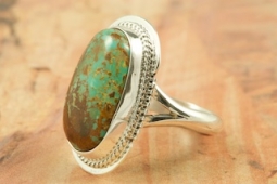 Genuine Pilot Mountain Turquoise Sterling Silver Navajo Ring