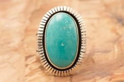 Genuine Fox Turquoise Sterling Silver Native American Ring