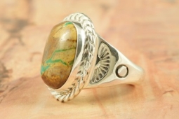 Genuine Boulder Turquoise Sterling Silver Navajo Ring