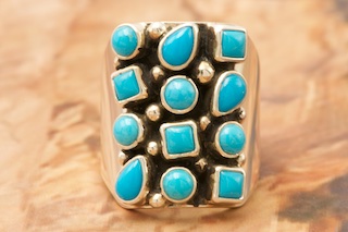 12 High Grade Sleeping Beauty Turquoise Stones Sterling Silver Ring