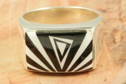 Calvin Begay Genuine Black Jade Sterling Silver Ring