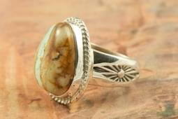 Genuine Boulder Turquoise Sterling Silver Navajo Ring