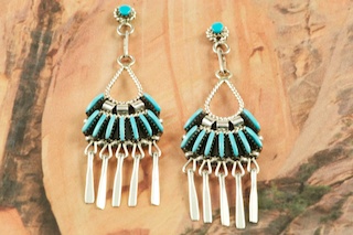 Native American Indian Jewelry. Zuni Turquoise Earrings
