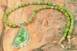 Day 15 Deal - 2 1/2" long Genuine Pilot Mountain Turquoise Sterling Silver Pendant and Necklace Set