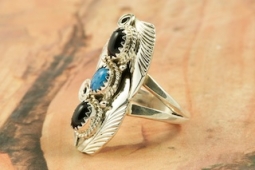 Genuine Denim Lapis and Black Onyx Native American Ring