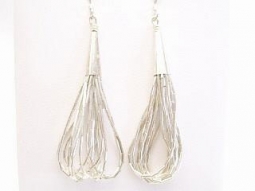10 Strand Liquid Silver Earrings