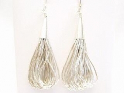 20 Strand Liquid Silver Earrings