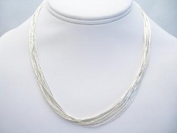 10 Strand Liquid Silver Necklace - 16 inches long.