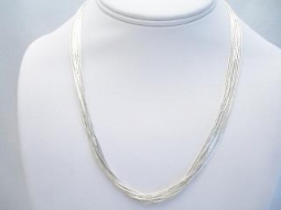 10 Strand Liquid Silver Necklace - 18 inches long.