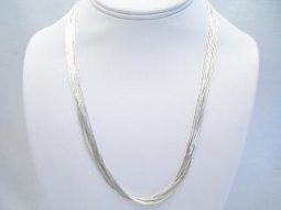 10 Strand Liquid Silver Necklace - 20 inches long.