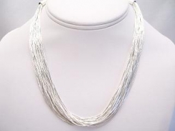 30 Strand Liquid Silver Necklace - 16 inches long.